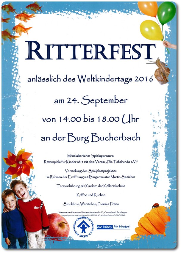 Ritterfest am Sa, den 24.9. von 14-18 Uhr